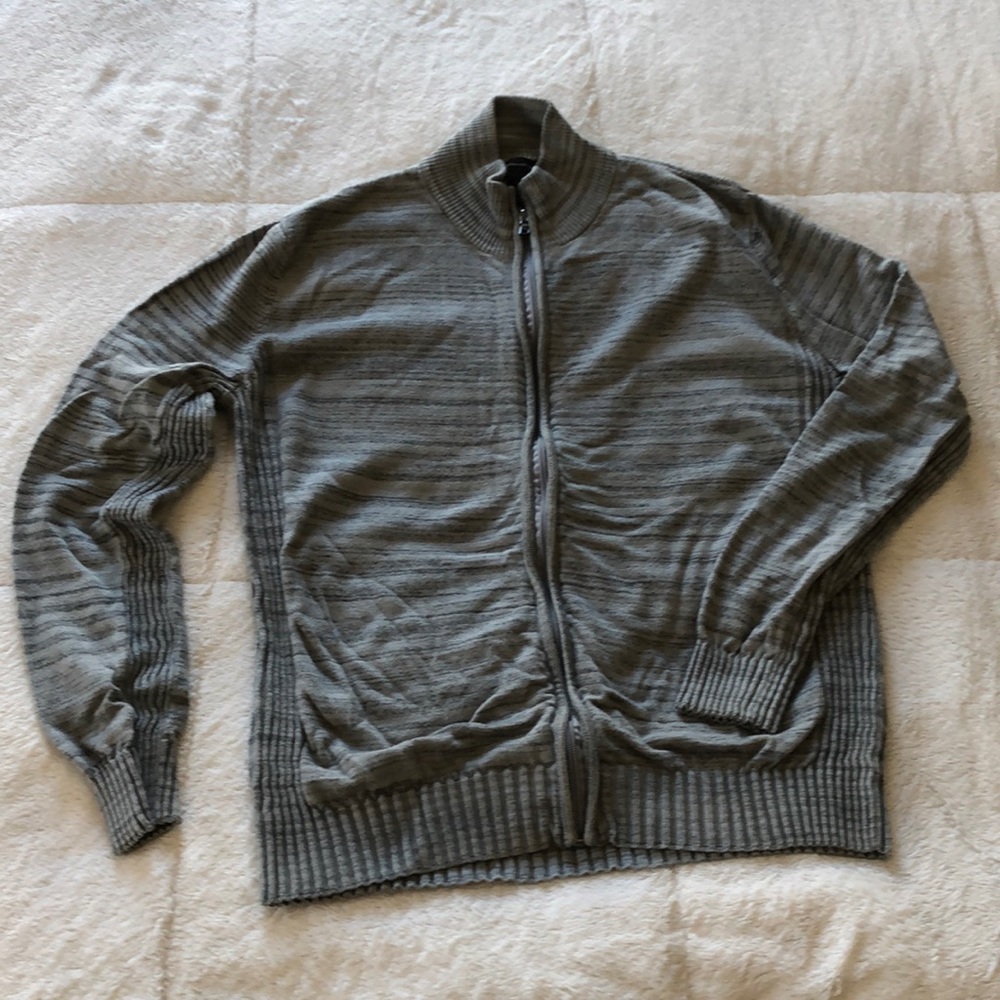 Men’s INC International Concepts Gray Zip Front Mock Neck Cardigan | Large | EUC
